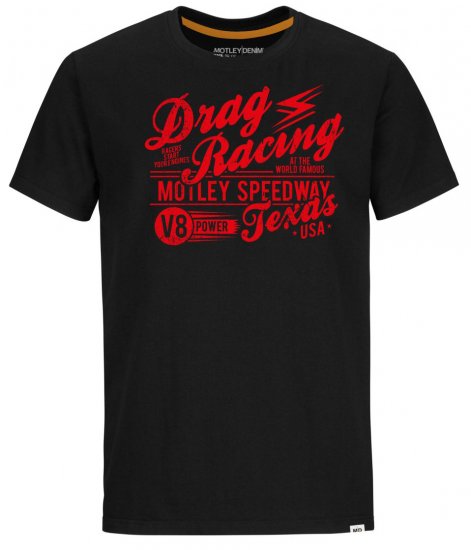 Motley Denim Lincoln T-Shirt Red on Black - Camisetas - Camisetas - 2XL-14XL