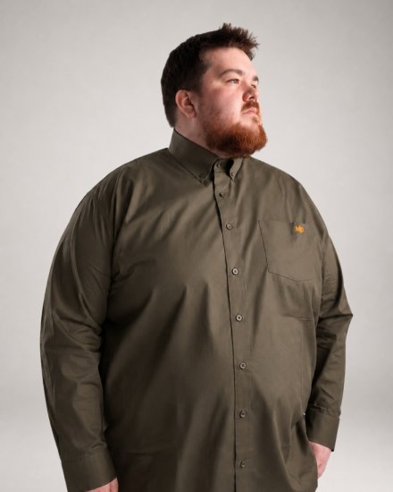 Motley Denim Lisbon Long Sleeve Shirt Dark Khaki - Camisas - Camisas 2XL-10XL