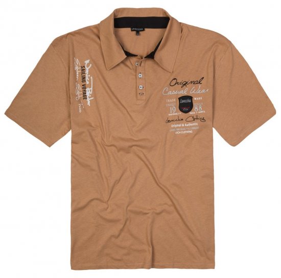 Lavecchia 610 Camiseta con cuello Beige camel - Polos - Polos 2XL-8XL