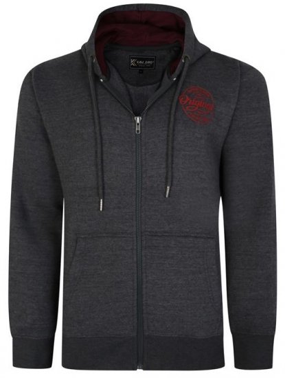 Kam Jeans 7060 Zip Thru Originals Denim Hoodie Charcoal - Sudaderas - Sudaderas 2XL-12XL