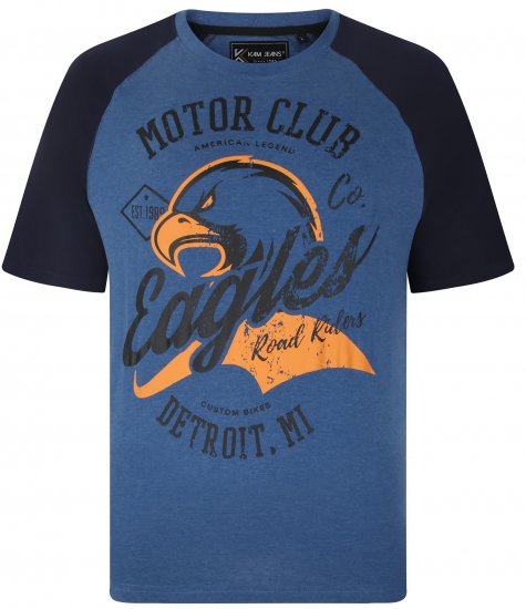 Kam Jeans 5737 Eagle Print Raglan T-Shirt Blue - Camisetas - Camisetas - 2XL-14XL