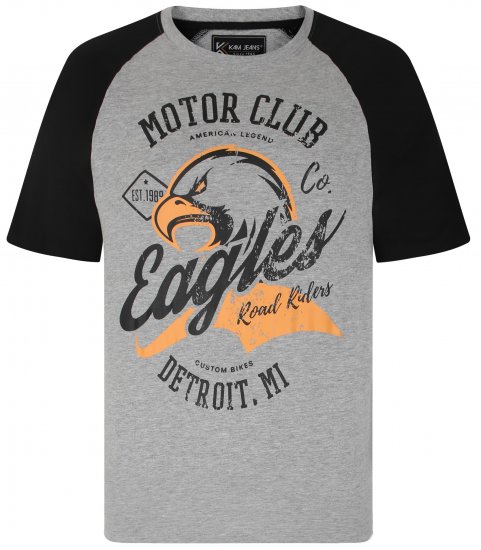 Kam Jeans 5737 Eagle Print Raglan T-Shirt Grey - Camisetas - Camisetas - 2XL-14XL