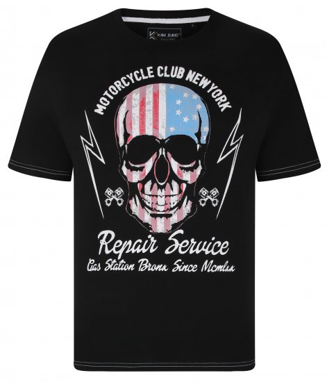 Kam Jeans 5733 USA Skull Print T-Shirt Black - Camisetas - Camisetas - 2XL-14XL