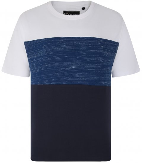 Kam Jeans 5739 Contrast Panel Cut & Saw T-Shirt Navy - Camisetas - Camisetas - 2XL-14XL
