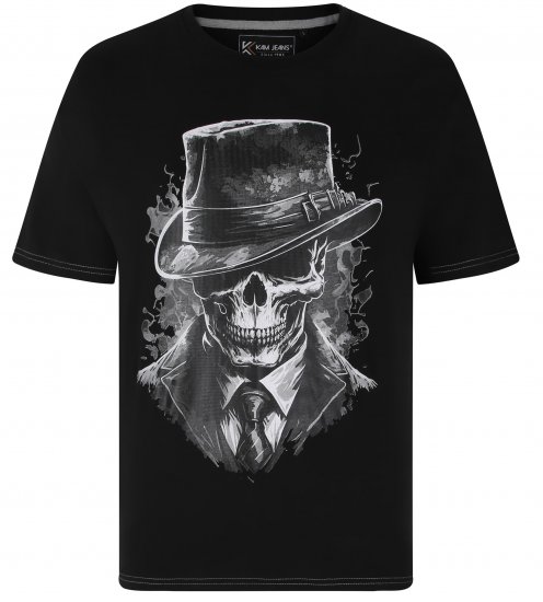 Kam Jeans 5734 Gentleman Skull Printed Black - Camisetas - Camisetas - 2XL-14XL