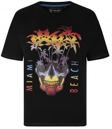 Kam Jeans 5735 Miami Beach Skull Print T-Shirt Black - Camisetas - Camisetas - 2XL-14XL