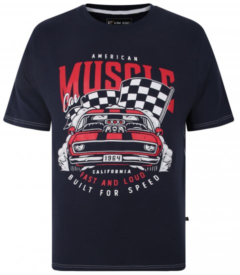 Kam Jeans Amercian Muscle Print T-Shirt Navy - Camisetas - Camisetas - 2XL-14XL