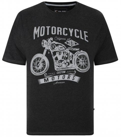 Kam Jeans 5730 Motor Cycle Print T-Shirt Charcoal - Camisetas - Camisetas - 2XL-14XL