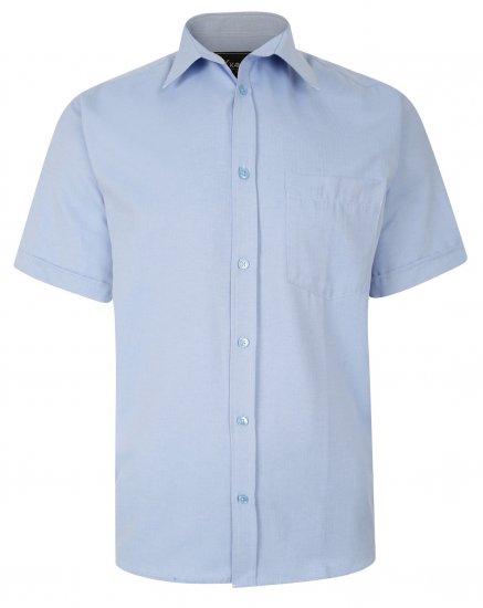 Kam Jeans 6283 Casual SS Herringbone Shirt Blue - Camisas - Camisas 2XL-10XL