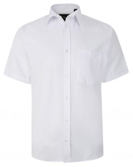 Kam Jeans 6283 Casual SS Herringbone Shirt White - Camisas - Camisas 2XL-10XL