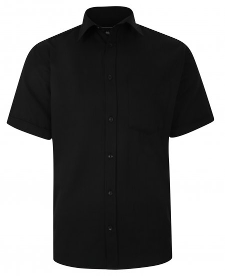 Kam Jeans 6283 Casual SS Herringbone Shirt Black - Camisas - Camisas 2XL-10XL