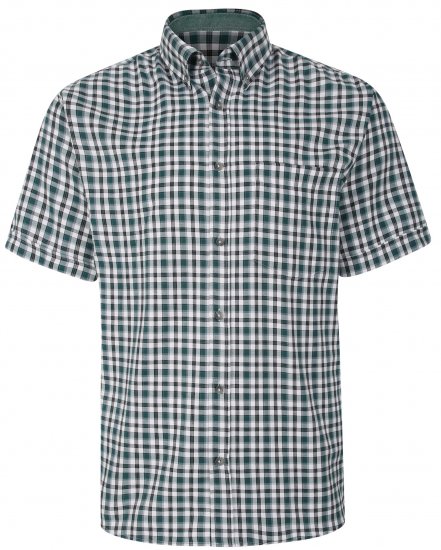 Kam Jeans 6285 Casual SS Check Shirt Evergreen - Camisas - Camisas 2XL-10XL