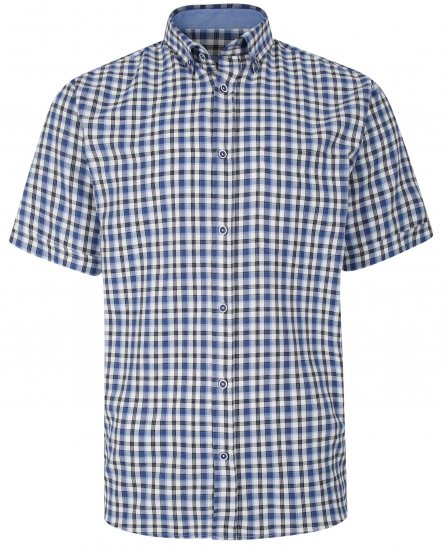 Kam Jeans 6285 Casual SS Check Shirt Blue - Camisas - Camisas 2XL-10XL