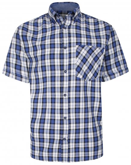 Kam Jeans 6286 Casual SS Check Shirt Blue - Camisas - Camisas 2XL-10XL
