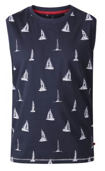 D555 Morton Yacht Print Sleeveless T-Shirt Navy - Camisetas - Camisetas - 2XL-14XL