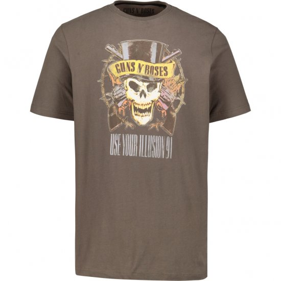 JP1880 T-Shirt Skull Print Guns N Roses Khaki - Camisetas - Camisetas - 2XL-14XL
