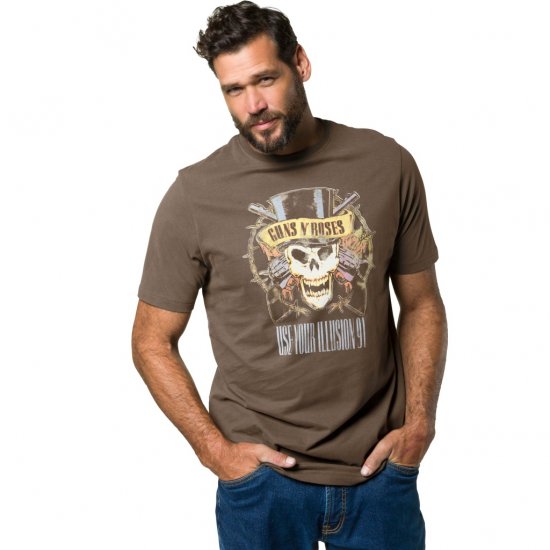 JP1880 T-Shirt Skull Print Guns N Roses Khaki - Camisetas - Camisetas - 2XL-14XL