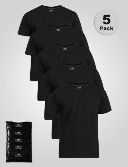 D555 Smartly Camiseta cuello redondo Negro pack de 5 - Camisetas - Camisetas - 2XL-14XL