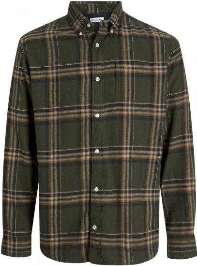 Jack & Jones Classic Flannel Long Sleeve Shirt Green - Camisas - Camisas 2XL-10XL