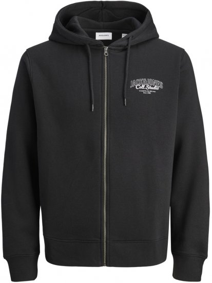 Jack & Jones Makoto Hoodie with Zipper Black - Sudaderas - Sudaderas 2XL-12XL