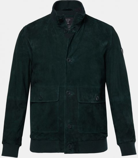 JP1880 Leather Jacket Suede with Stand-up Collar Dark Green - Chaquetas - Chaquetas Tallas Grandes 2XL-8XL