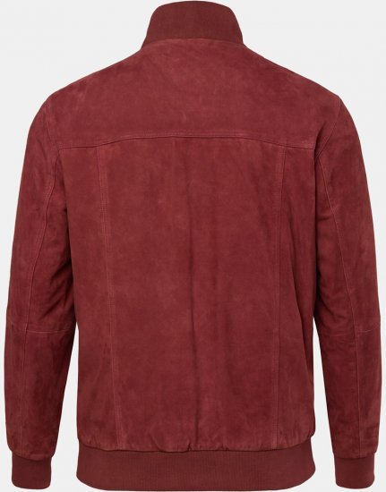 JP1880 Leather Jacket Suede with Stand-up Collar Red - Chaquetas - Chaquetas Tallas Grandes 2XL-8XL