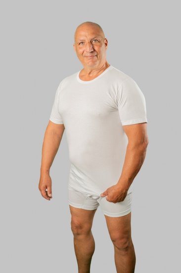 20 Nodi Short Sleeve Crew Neck in Combed Cotton Jersey White - Ropa interior - Ropa interior 2XL-8XL