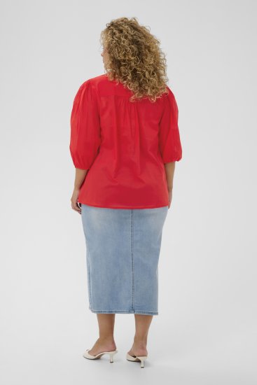 Kaffe Curve Karlia 3/4 Sleeve Blouse Red - Blusas - 