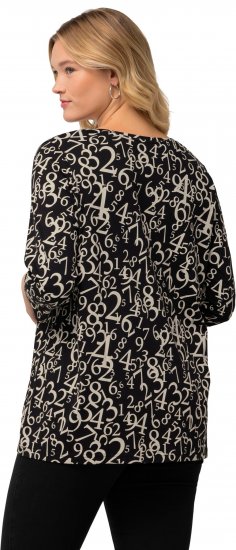 Ulla Popken Number Print 3/4 Sleeve Tee Black - Camisetas estampadas para mujer - 