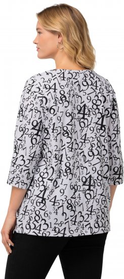 Ulla Popken Number Print 3/4 Sleeve Tee Snow White - Camisetas estampadas para mujer - 