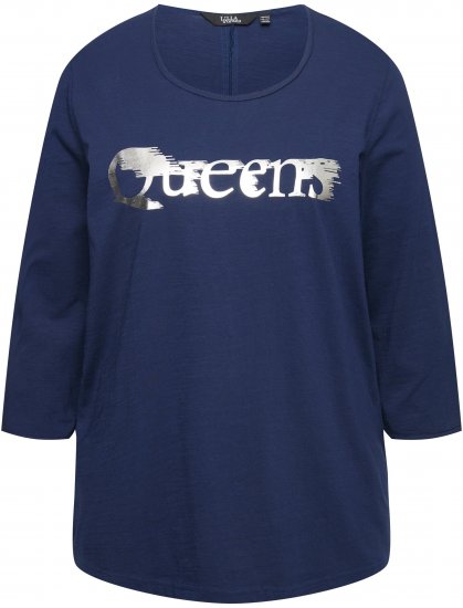 Ulla Popken Queens 3/4 Sleeve Graphic Tee Ink Blue - Camisetas estampadas para mujer - 