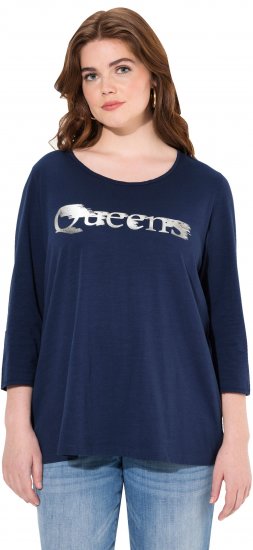 Ulla Popken Queens 3/4 Sleeve Graphic Tee Ink Blue - Camisetas estampadas para mujer - 