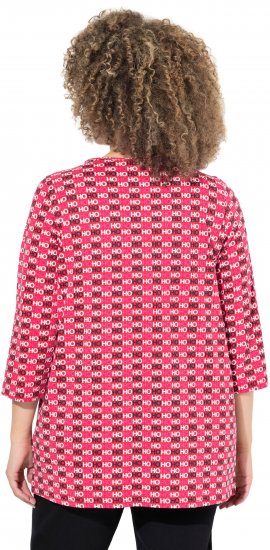 Ulla Popken Minimalist Ho Ho Ho Print 3/4 Sleeve Tee Salsa Red - Camisetas estampadas para mujer - 