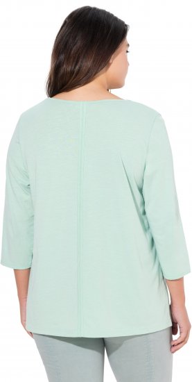 Ulla Popken Metallic Lettering 3/4 Sleeve Tee Mint Green - Camisetas estampadas para mujer - 