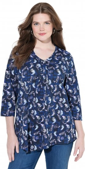 Ulla Popken Asymmetric Cowboy Boot Print Tee Dark Blue - Camisetas estampadas para mujer - 