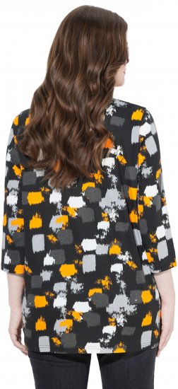 Ulla Popken Graphic Print 3/4 Sleeve Tee Black - Camisetas estampadas para mujer - 