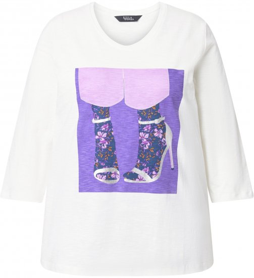 Ulla Popken Fashion Graphic T-Shirt Off-White - Camisetas estampadas para mujer - 