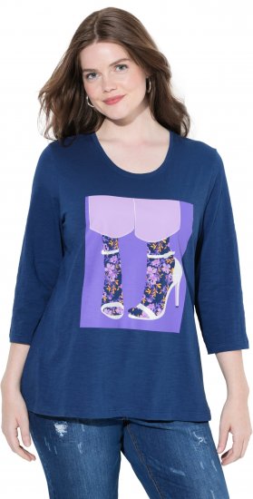 Ulla Popken Fashion Graphic T-Shirt Dark Blue - Camisetas estampadas para mujer - 