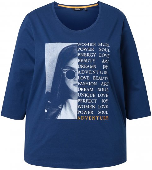 Ulla Popken Inspirational Graphic Lettering 3/4 Sleeve Tee Dark Blue - Camisetas estampadas para mujer - Camisetas estampadas para mujer