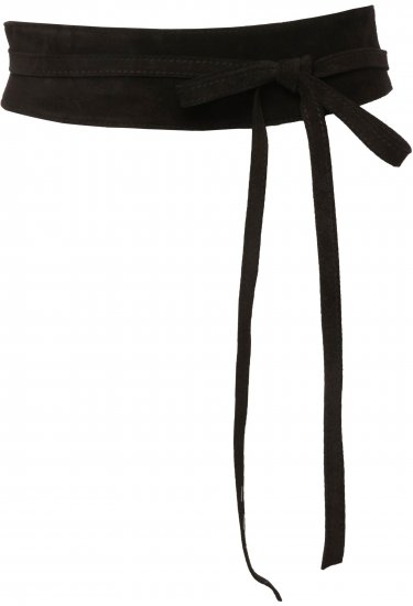 Ulla Popken Leather Tie Belt Gray - Cinturones de mujer - 