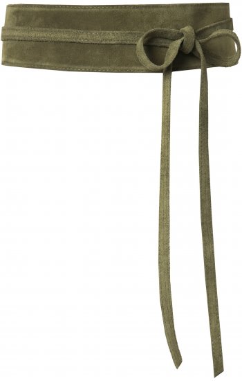 Ulla Popken Leather Tie Belt Olive Gray - Cinturones de mujer - 
