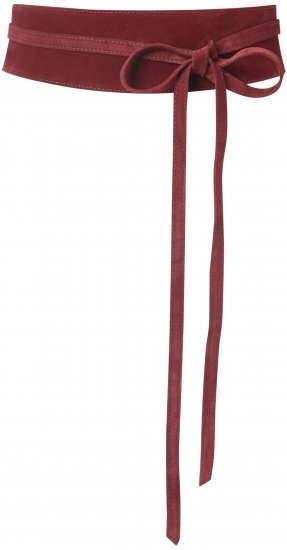 Ulla Popken Leather Tie Belt Dark Red - Cinturones de mujer - 