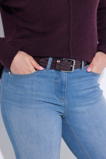 Ulla Popken Snake Embossed Belt Burgundy - Cinturones de mujer - 