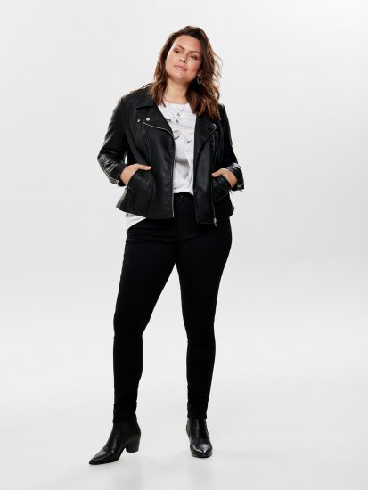 Only Carmakoma Emmy Biker Jacket Black - Chaquetas de cuero - 