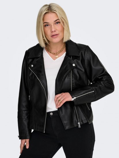 Only Carmakoma Emmy Biker Jacket Black - Chaquetas de cuero - 