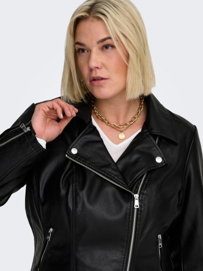 Only Carmakoma Emmy Biker Jacket Black - Chaquetas de cuero - 