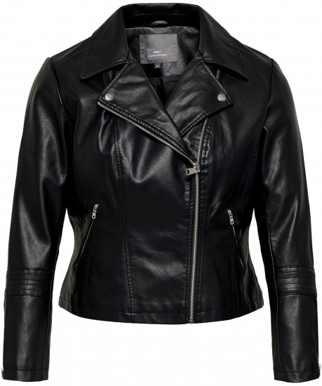 Only Carmakoma Emmy Biker Jacket Black - Chaquetas de cuero - 