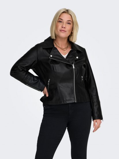 Only Carmakoma Emmy Biker Jacket Black - Chaquetas de cuero - 