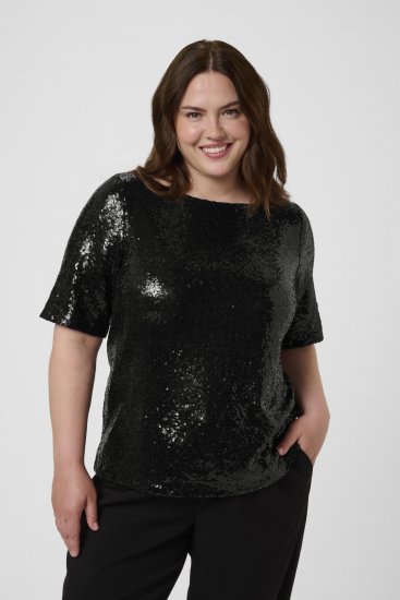 Kaffe Curve Mirana Sequin Blouse Black - Blusas - 