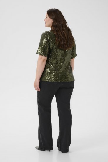 Kaffe Curve Mirana Sequin Blouse Ivy Green - Kaffe Curve - 